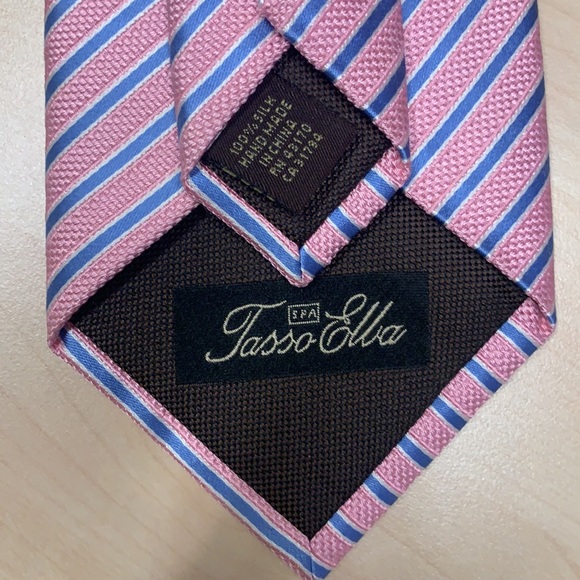 Mens Tasso Elba Silk Neck Tie Pink Blue - Picture 4 of 4
